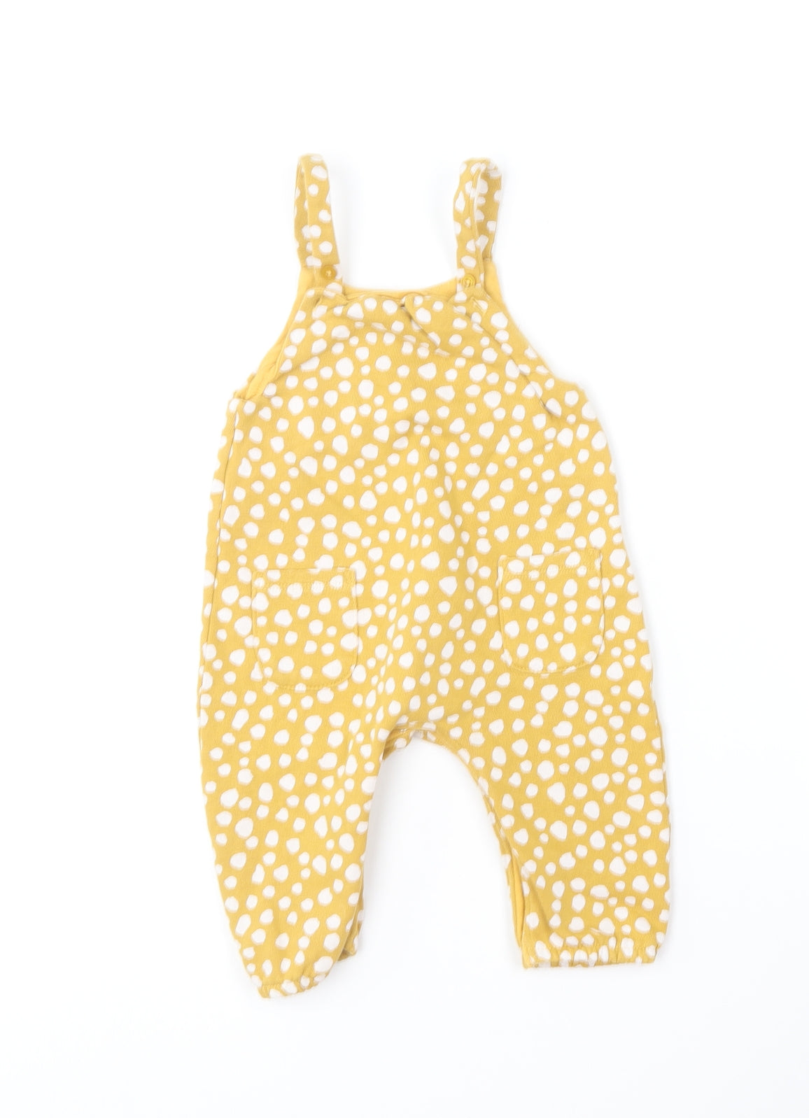NEXT Baby Yellow Polka Dot Cotton Coverall One-Piece Size 6-9 Months
