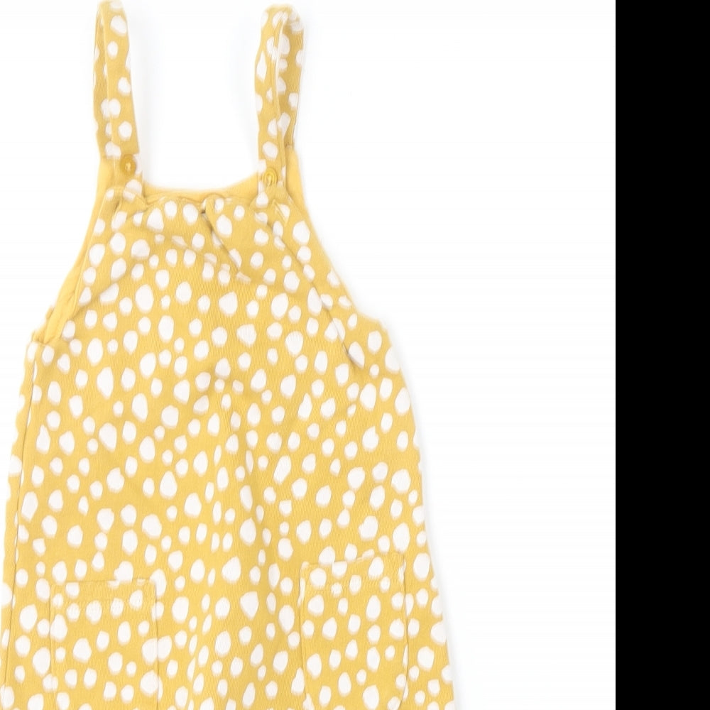 NEXT Baby Yellow Polka Dot Cotton Coverall One-Piece Size 6-9 Months