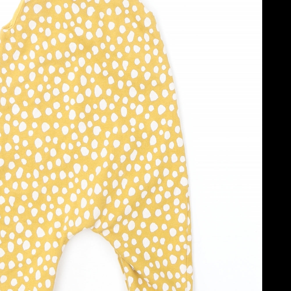 NEXT Baby Yellow Polka Dot Cotton Coverall One-Piece Size 6-9 Months