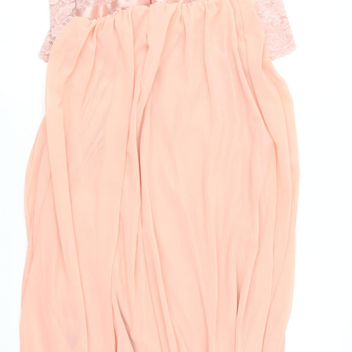 Preworn Womens Pink  Polyester Ball Gown  Size M  V-Neck