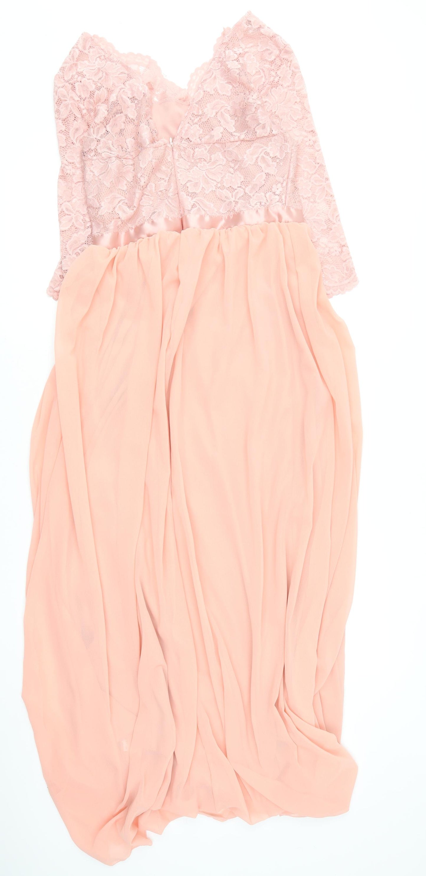 Preworn Womens Pink  Polyester Ball Gown  Size M  V-Neck