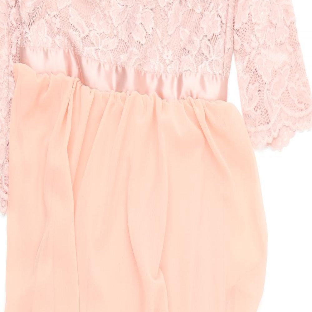 Preworn Womens Pink  Polyester Ball Gown  Size M  V-Neck