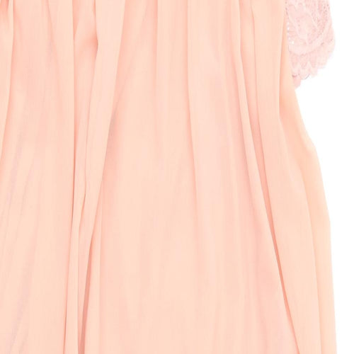 Preworn Womens Pink  Polyester Ball Gown  Size M  V-Neck