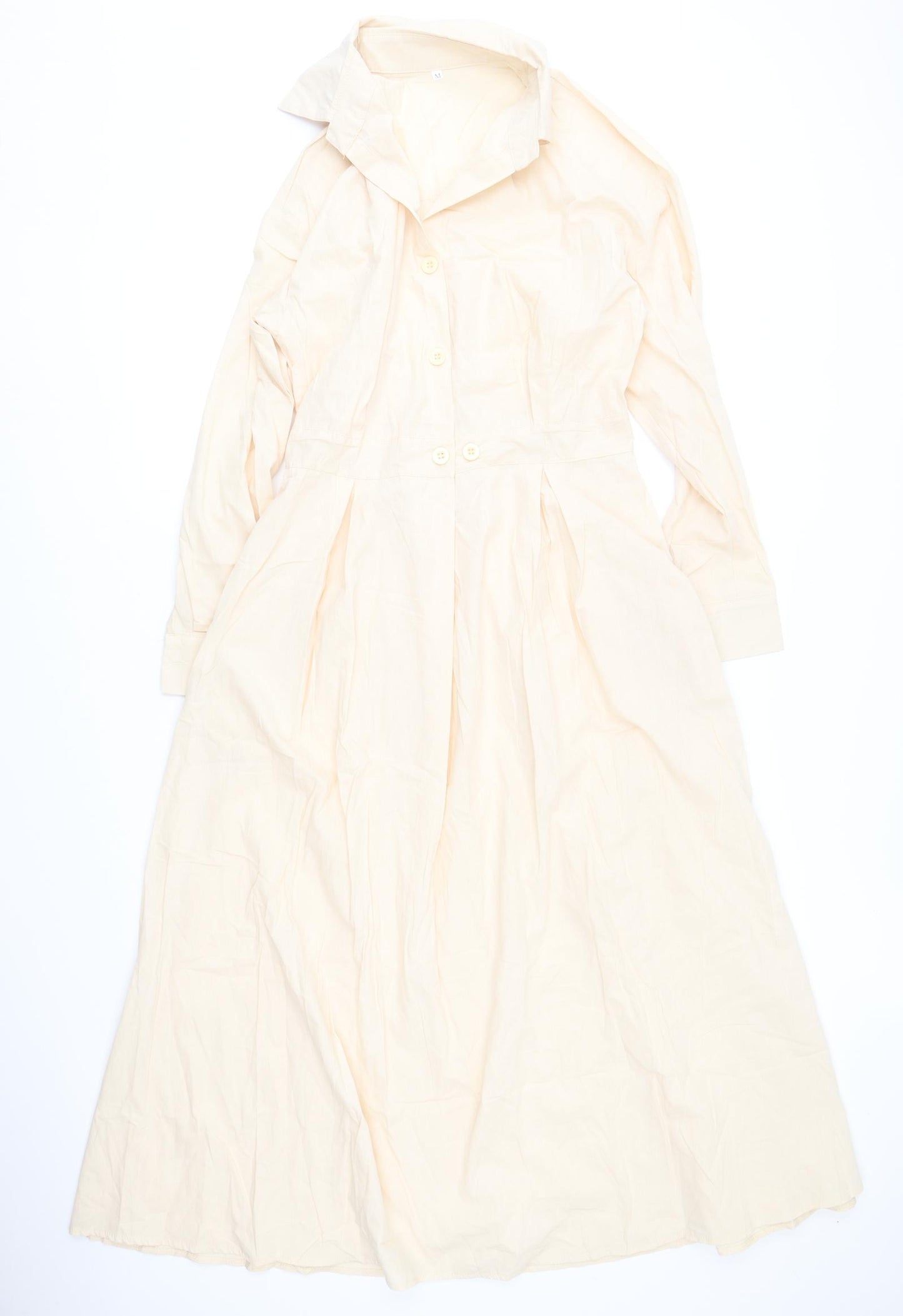 Preworn Womens Beige  Cotton Shirt Dress  Size M  Collared