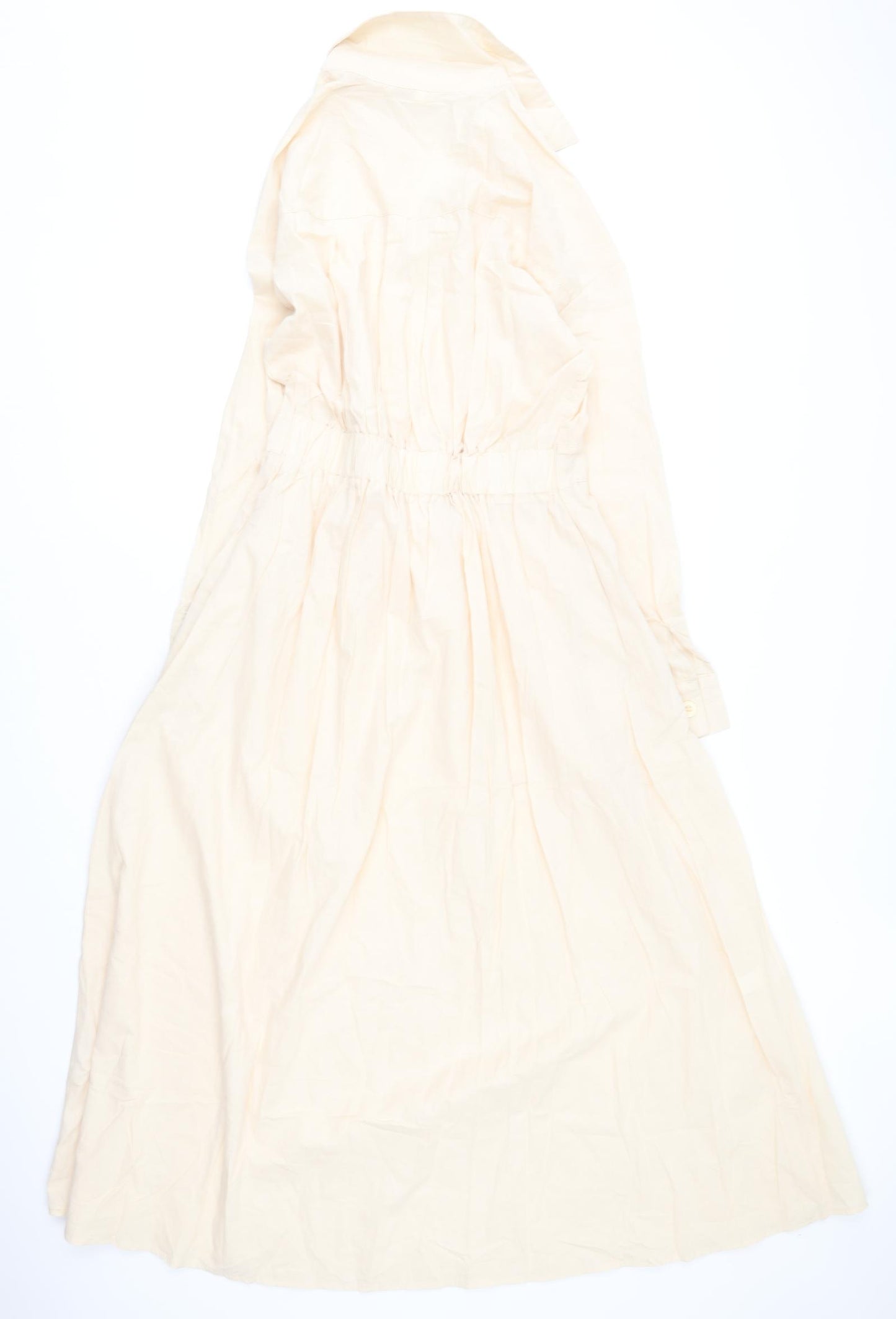 Preworn Womens Beige  Cotton Shirt Dress  Size M  Collared