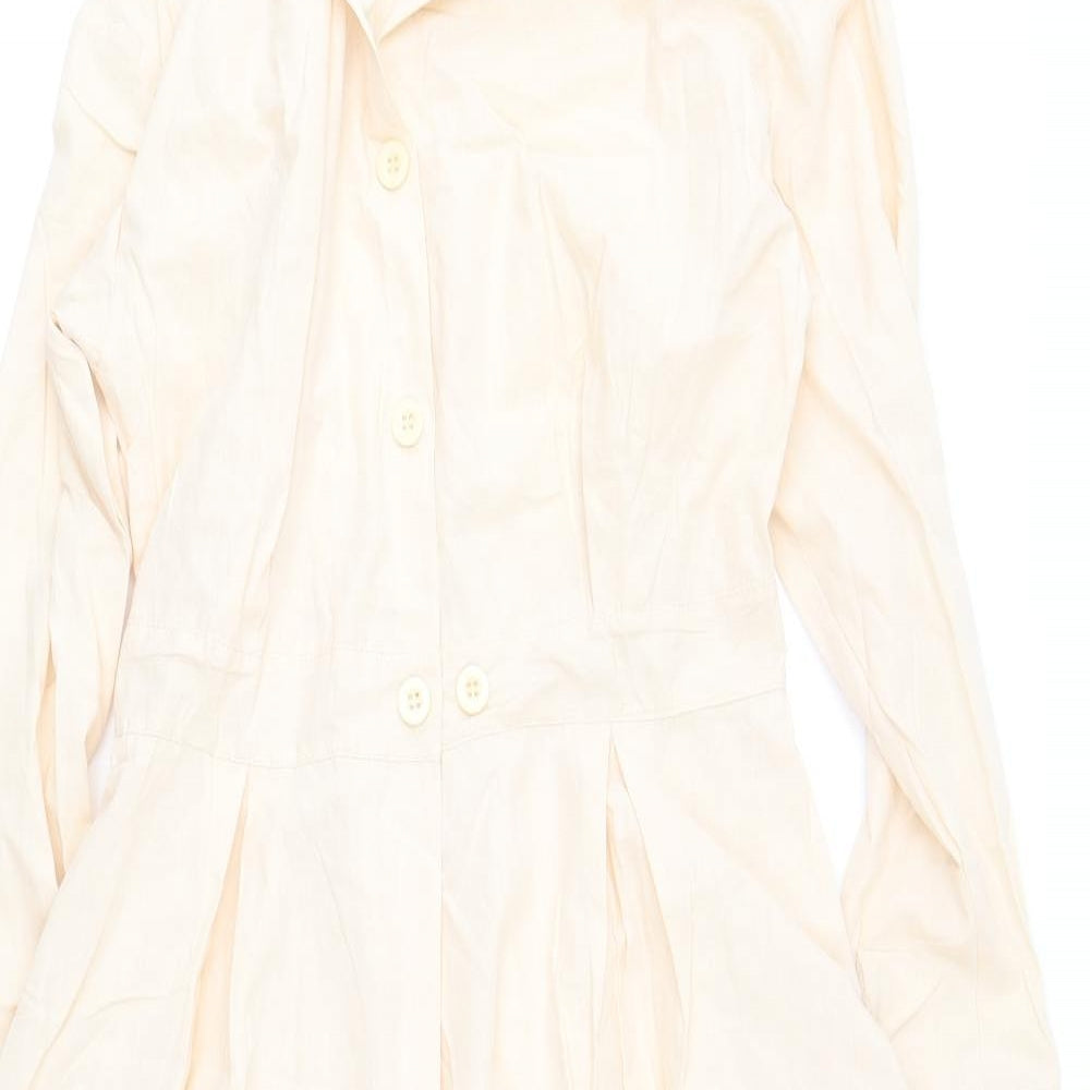Preworn Womens Beige  Cotton Shirt Dress  Size M  Collared
