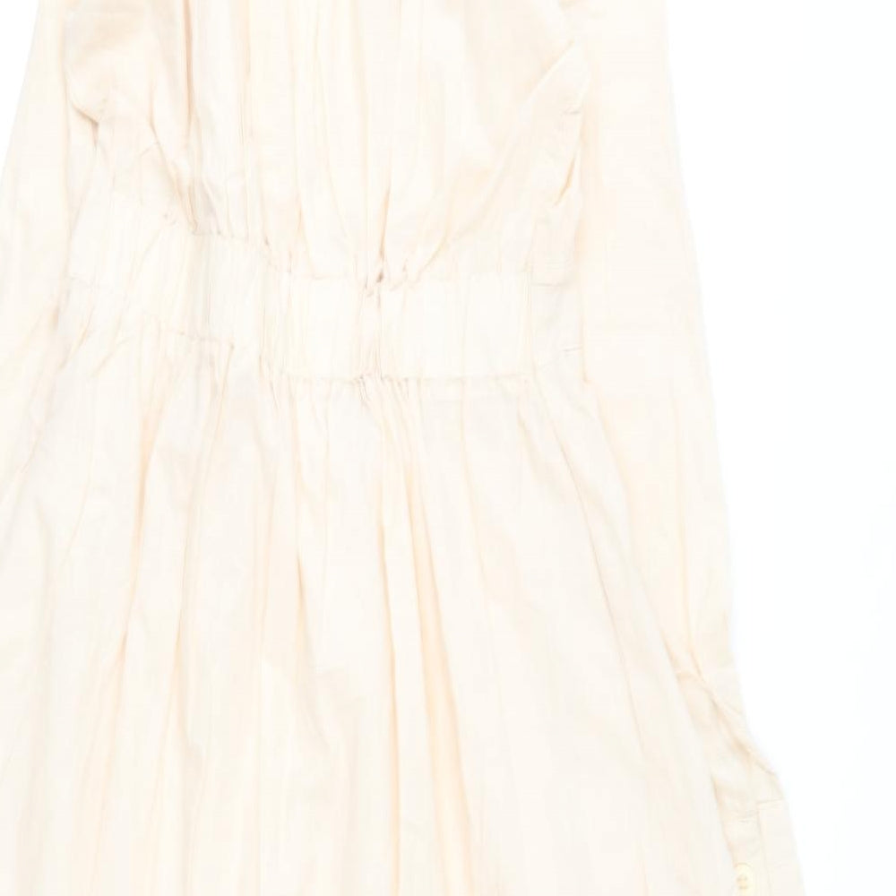 Preworn Womens Beige  Cotton Shirt Dress  Size M  Collared