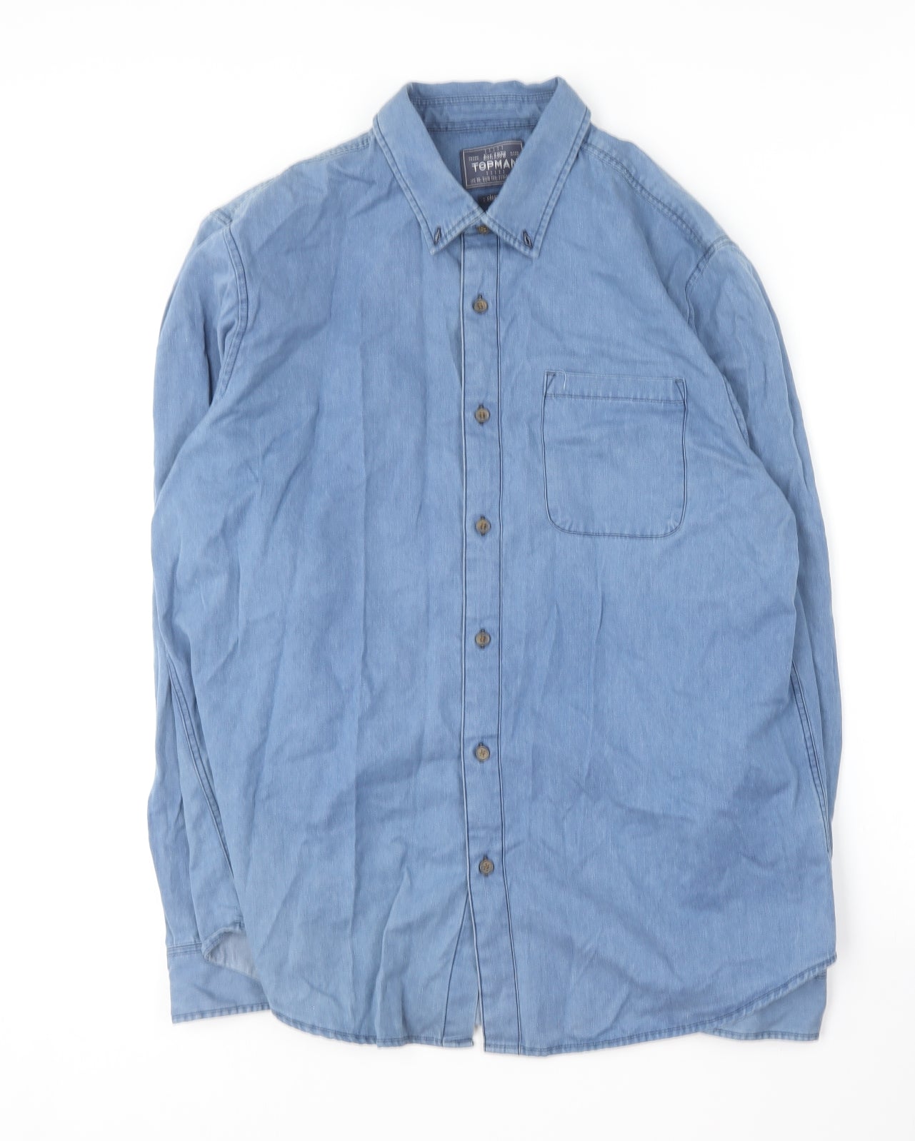 NEXT Mens Blue  Cotton  Button-Up Size XL Collared
