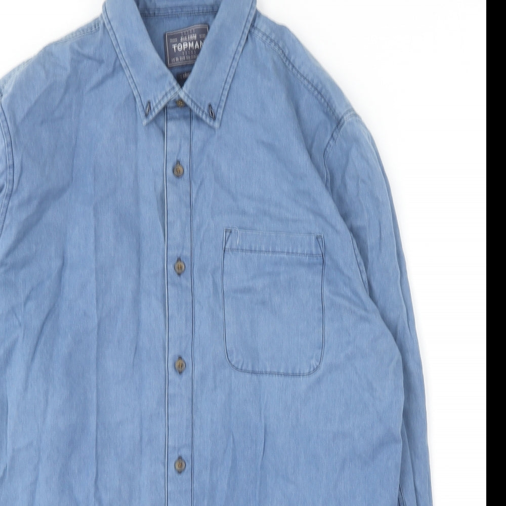 NEXT Mens Blue  Cotton  Button-Up Size XL Collared