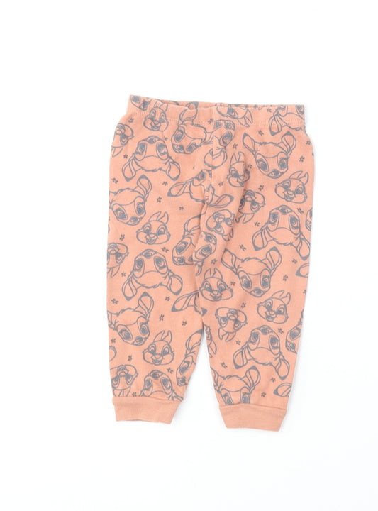 Front view of George Baby Brown Geometric Cotton Jogger Leggings, size 6-9, Months - Bambi