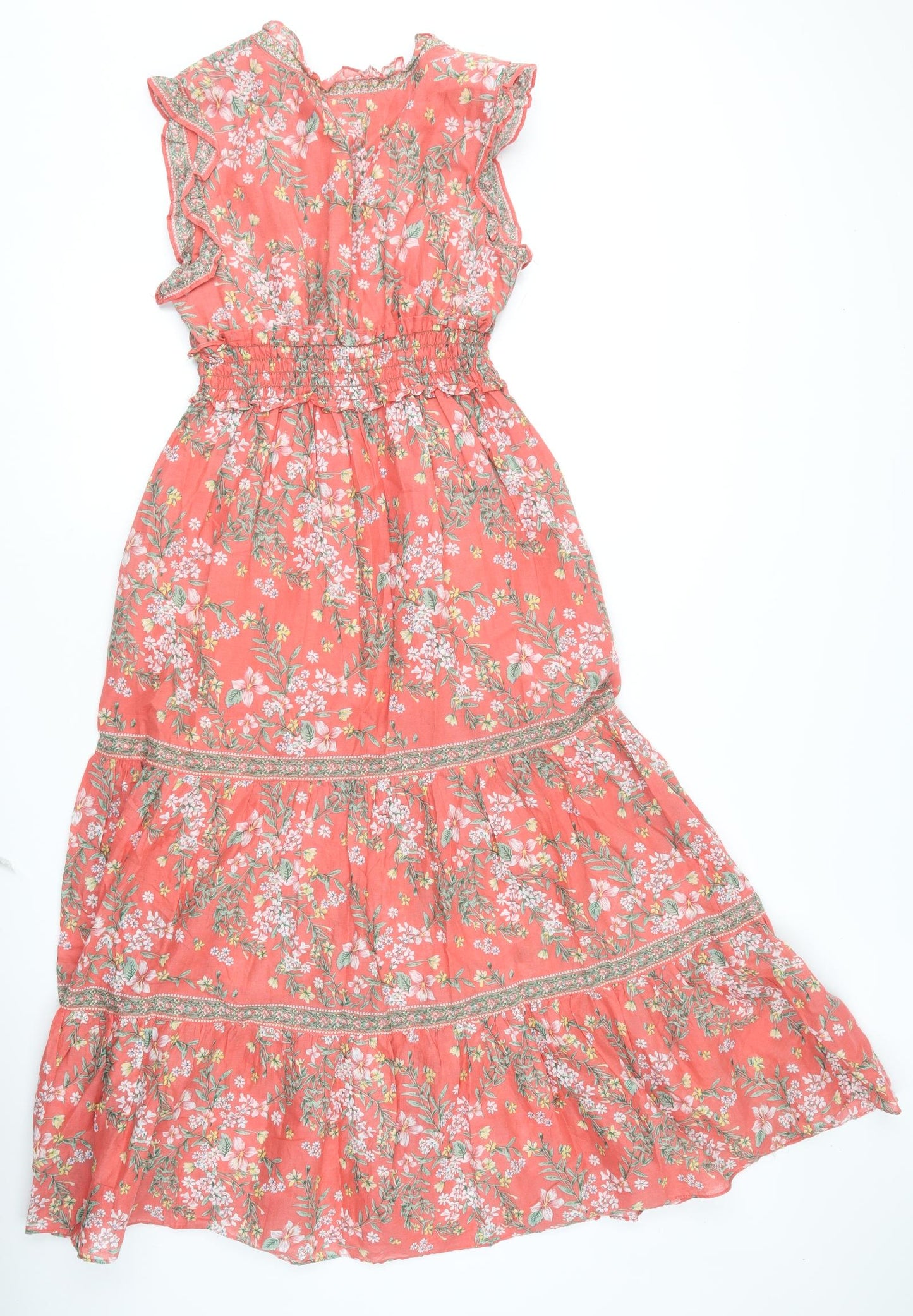 Max Studio Womens Multicoloured Floral Cotton Skater Dress  Size S  V-Neck