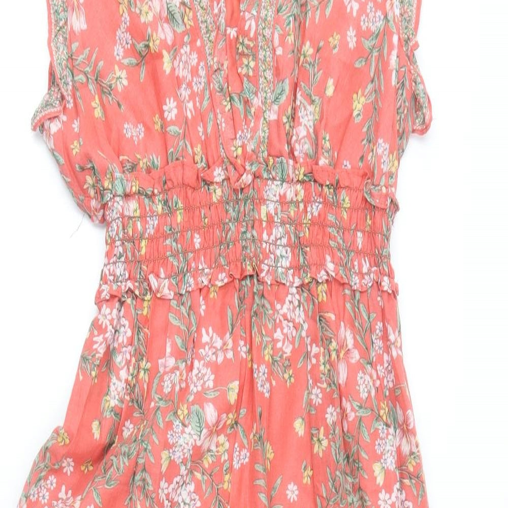Max Studio Womens Multicoloured Floral Cotton Skater Dress  Size S  V-Neck