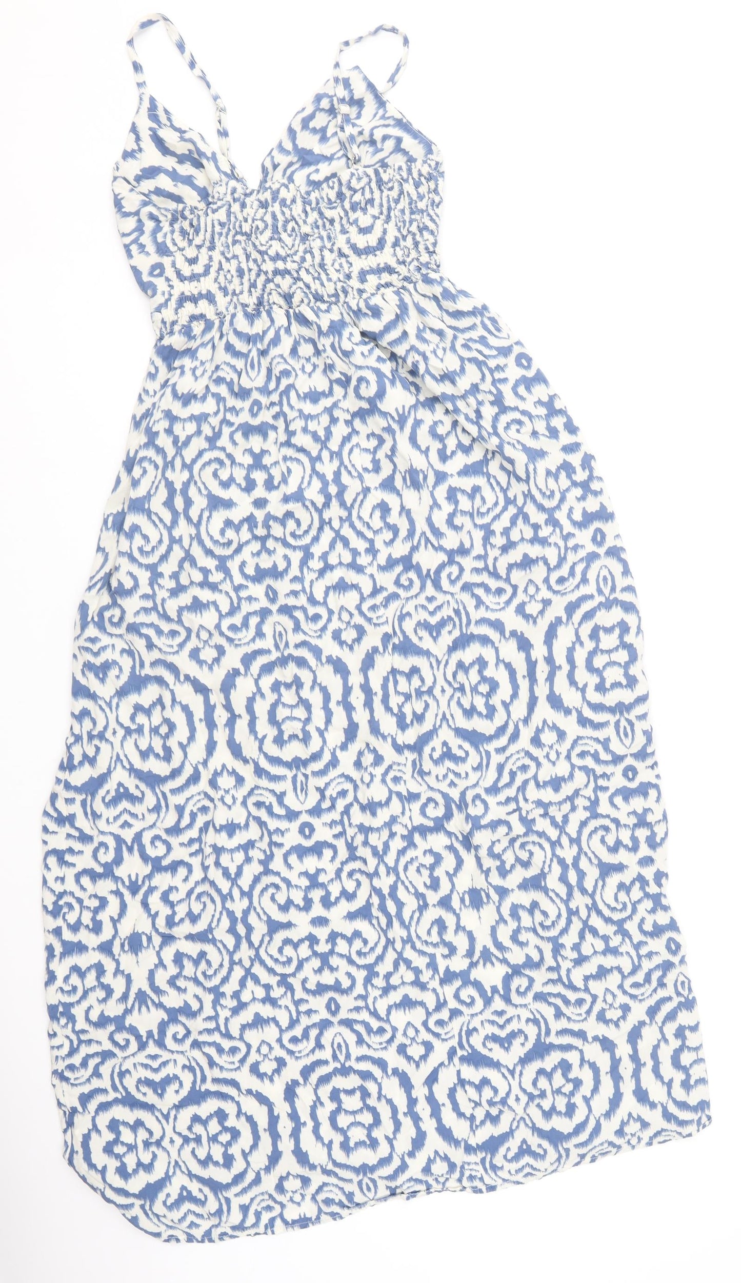 Preworn Womens Blue Geometric Viscose Skater Dress  Size S  Sweetheart
