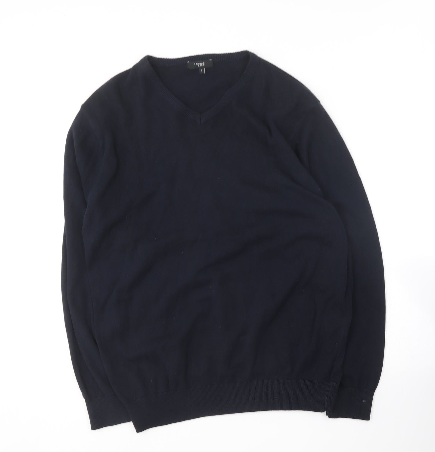 Thomas Nash Mens Blue V-Neck  Cotton Pullover Jumper Size L