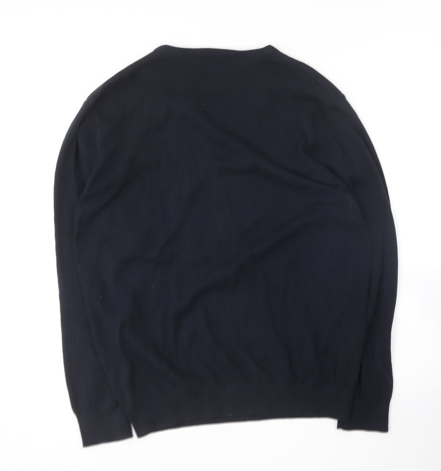 Thomas Nash Mens Blue V-Neck  Cotton Pullover Jumper Size L