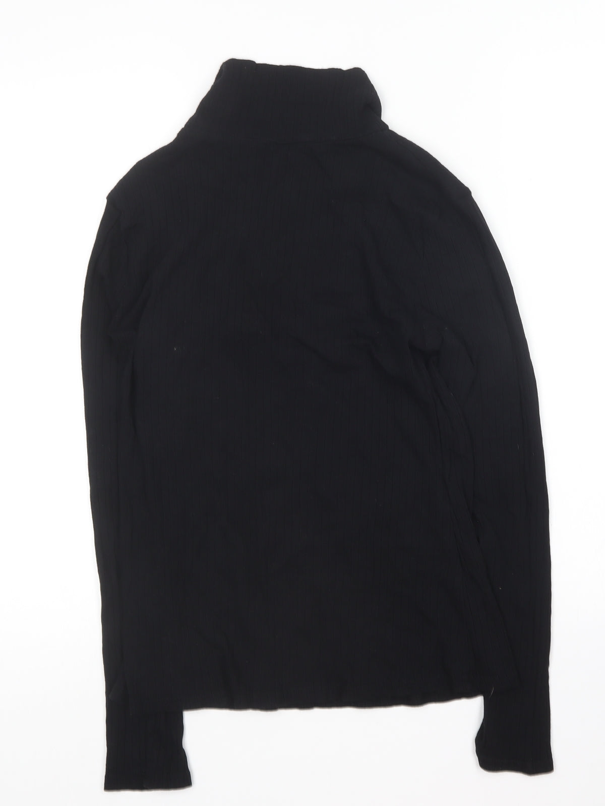 Preworn Womens Black Collared  Polyester Pullover Jumper Size M