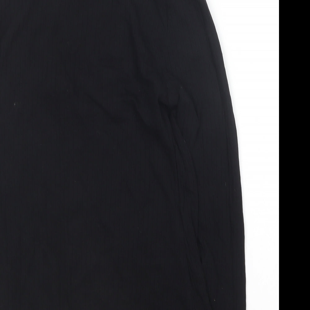 Preworn Womens Black Collared  Polyester Pullover Jumper Size M