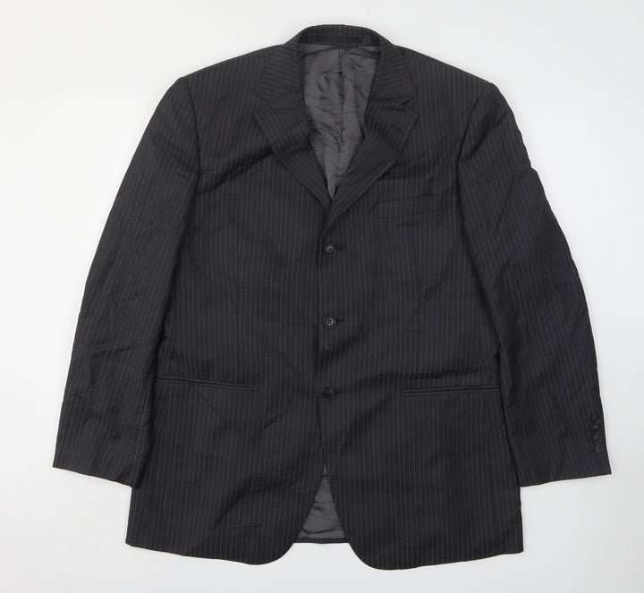 Marks and Spencer Mens Grey Striped Wool Jacket Suit Jacket Size 42