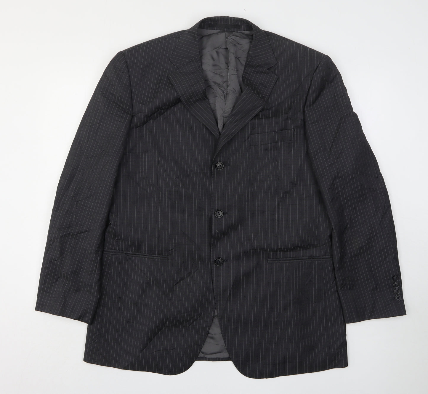 Marks and Spencer Mens Grey Striped Wool Jacket Suit Jacket Size 42
