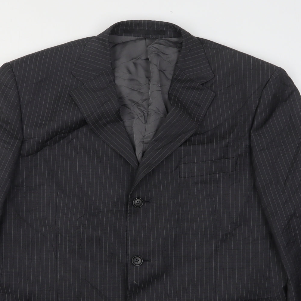 Marks and Spencer Mens Grey Striped Wool Jacket Suit Jacket Size 42