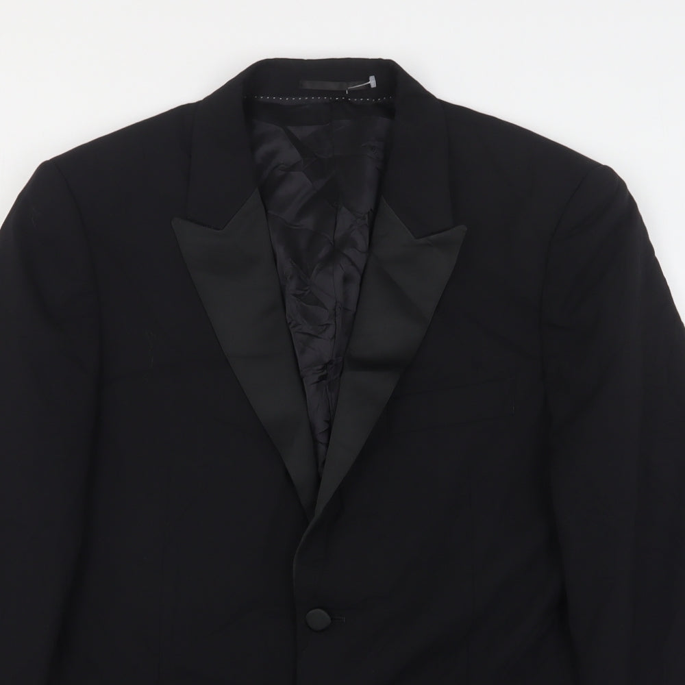 Moss Bros Mens Black  Polyester Jacket Suit Jacket Size 38