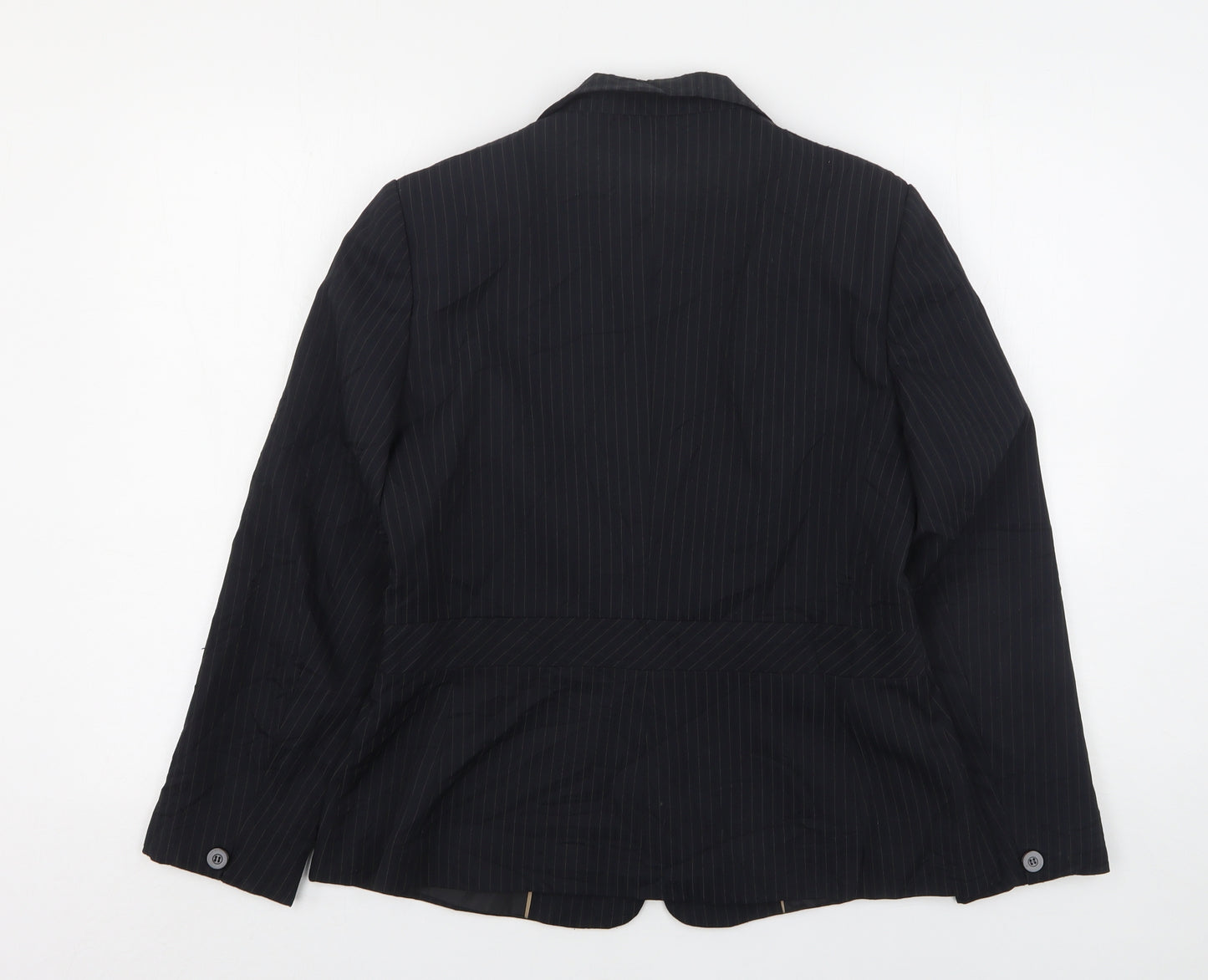 F&F Womens Black Striped Polyester Jacket Suit Jacket Size 14