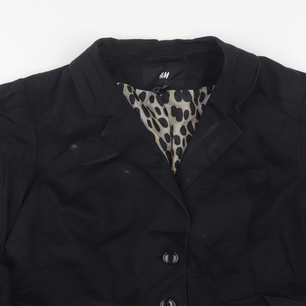 H&M Womens Black  Cotton Jacket Suit Jacket Size 14