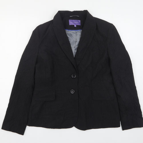Autonomy Womens Black Striped Polyester Jacket Suit Jacket Size 16