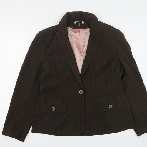 George Womens Brown Striped Polyester Jacket Suit Jacket Size 16