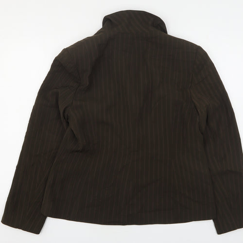 George Womens Brown Striped Polyester Jacket Suit Jacket Size 16