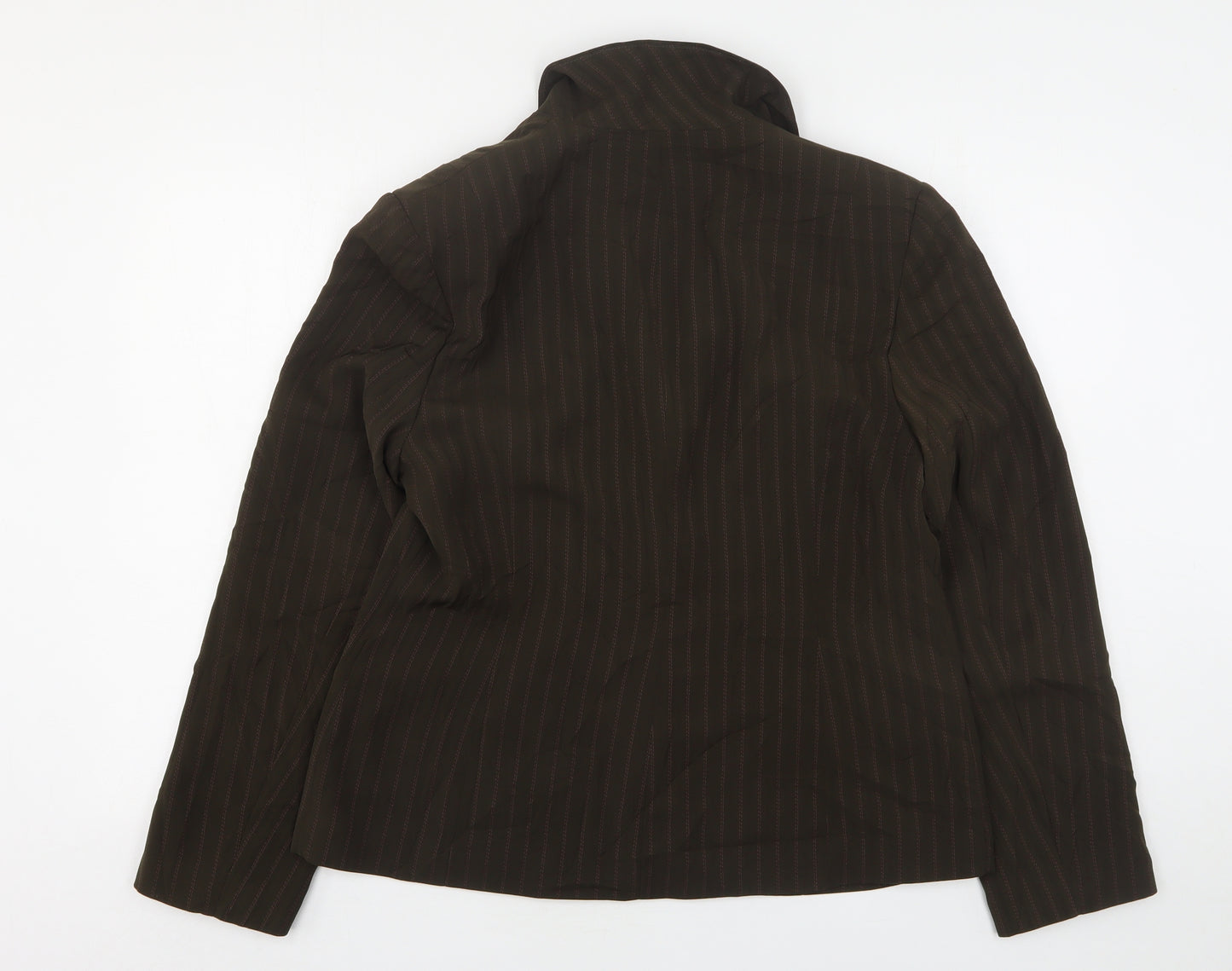 George Womens Brown Striped Polyester Jacket Suit Jacket Size 16