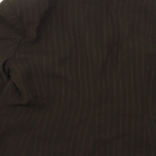 George Womens Brown Striped Polyester Jacket Suit Jacket Size 16