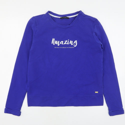 Dayz Womens Blue  Cotton Pullover Sweatshirt Size S