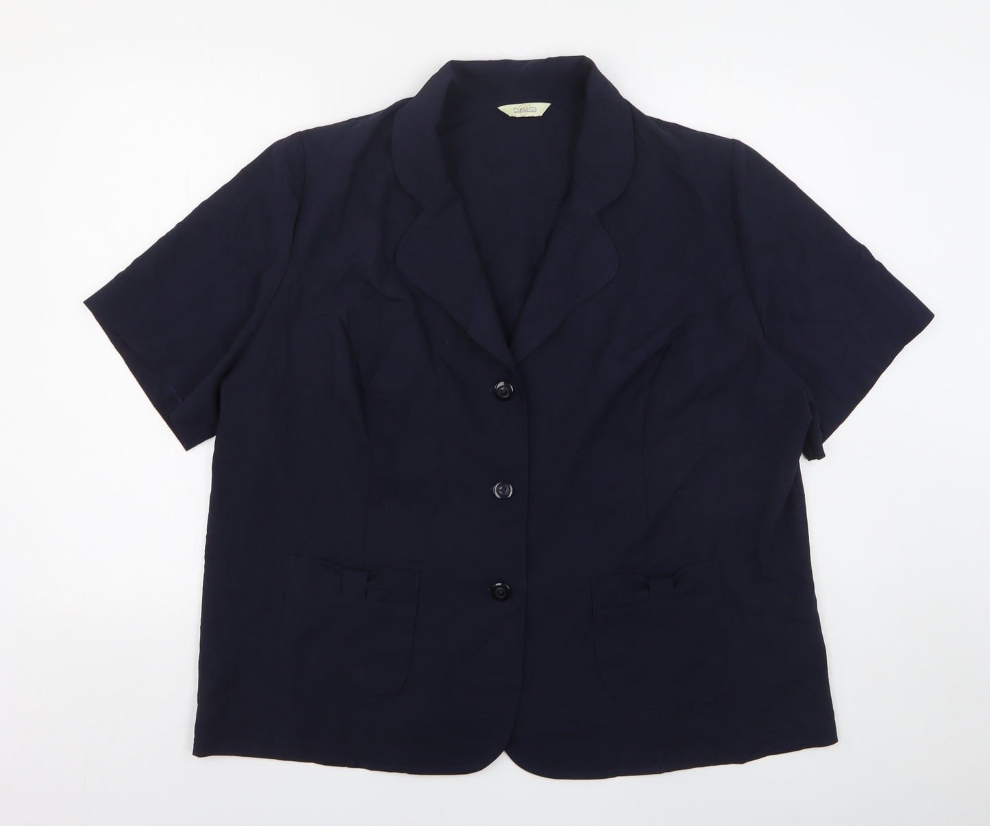 Classic Womens Blue  Polyester Jacket Blazer Size 24