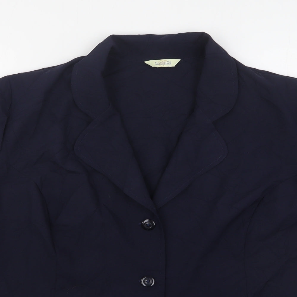 Classic Womens Blue  Polyester Jacket Blazer Size 24