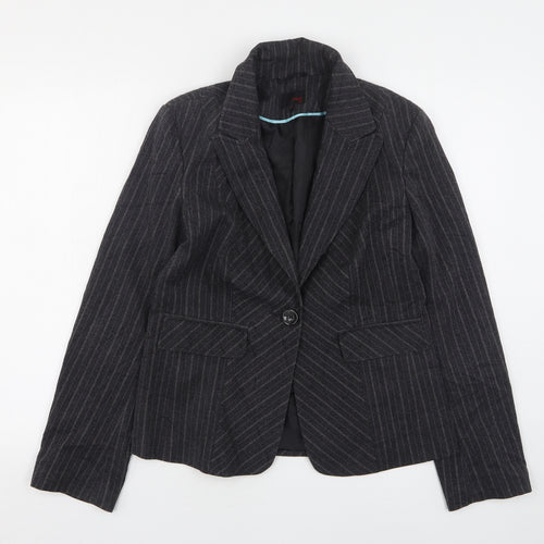 NEXT Womens Grey Striped Polyester Jacket Suit Jacket Size 14