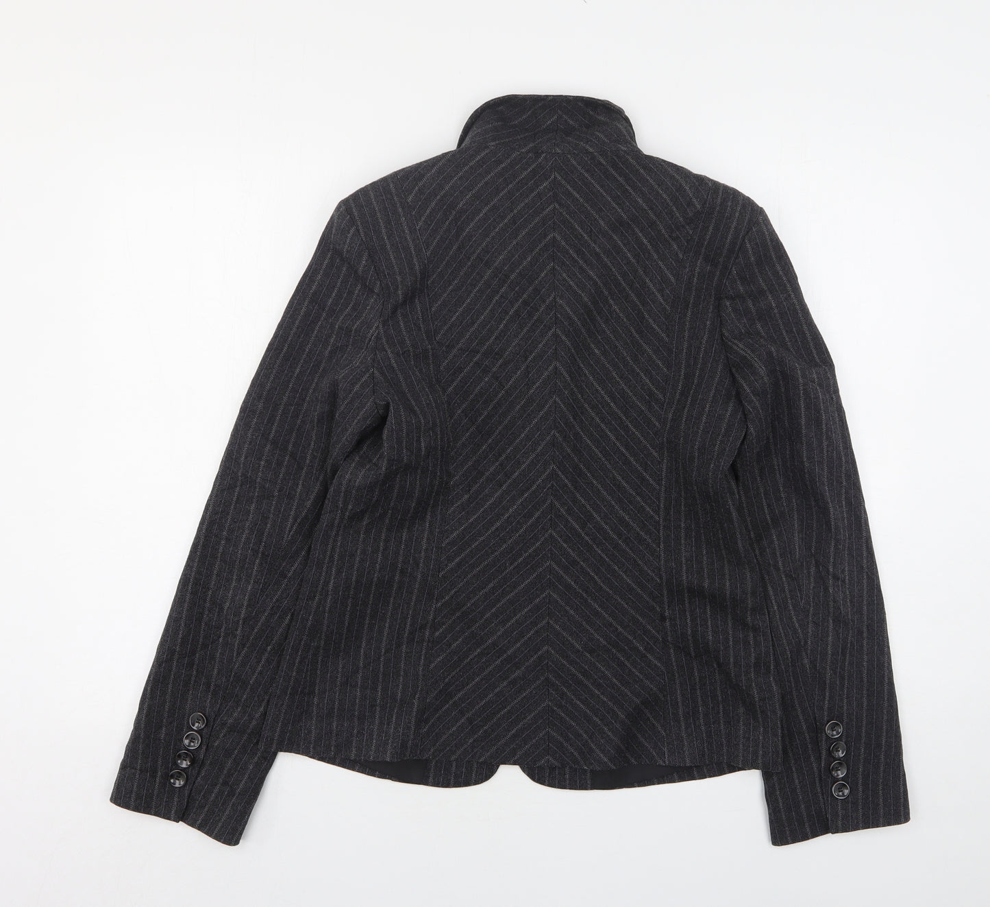 NEXT Womens Grey Striped Polyester Jacket Suit Jacket Size 14