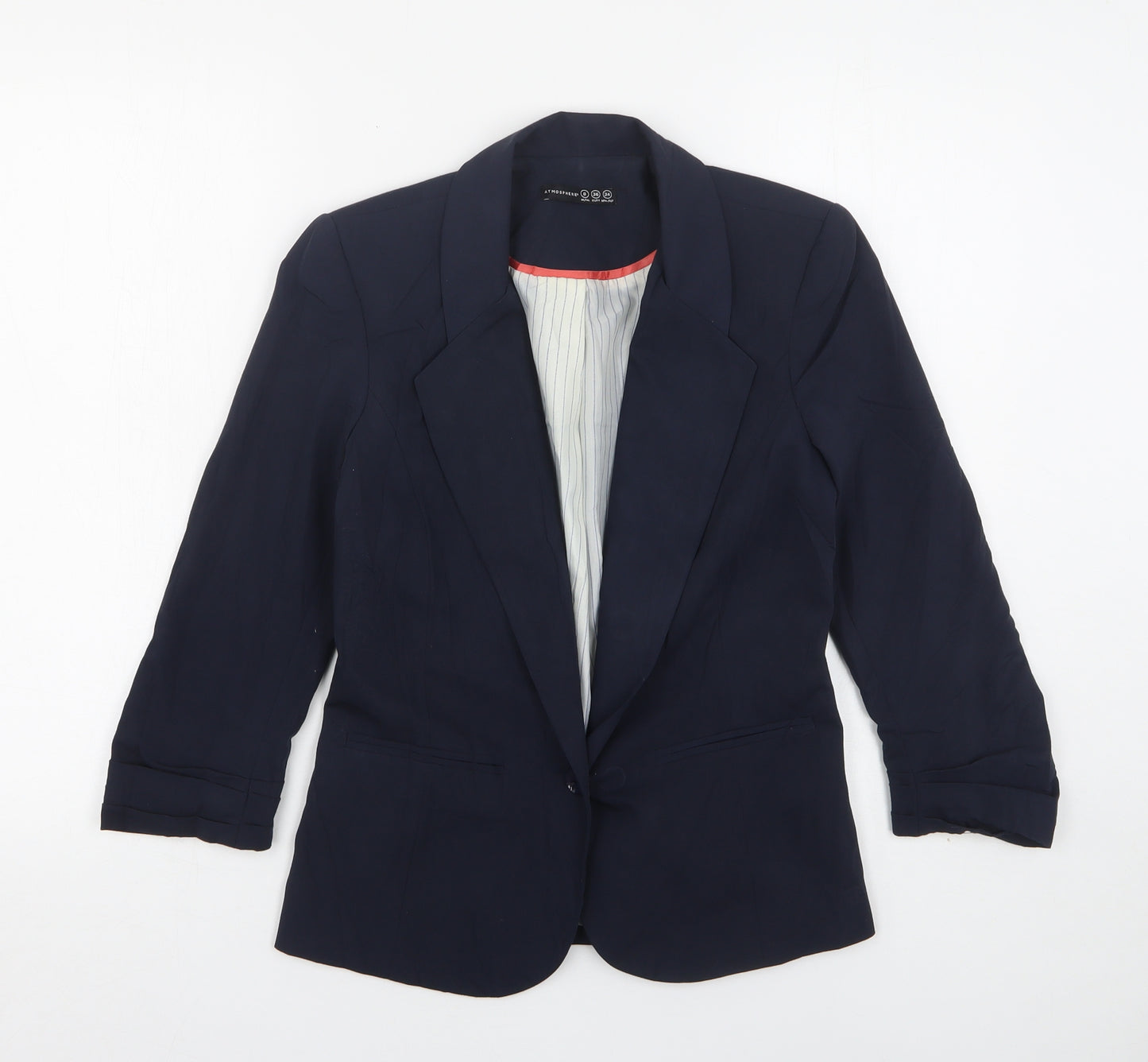 Atmosphere Womens Blue  Polyester Jacket Suit Jacket Size 8