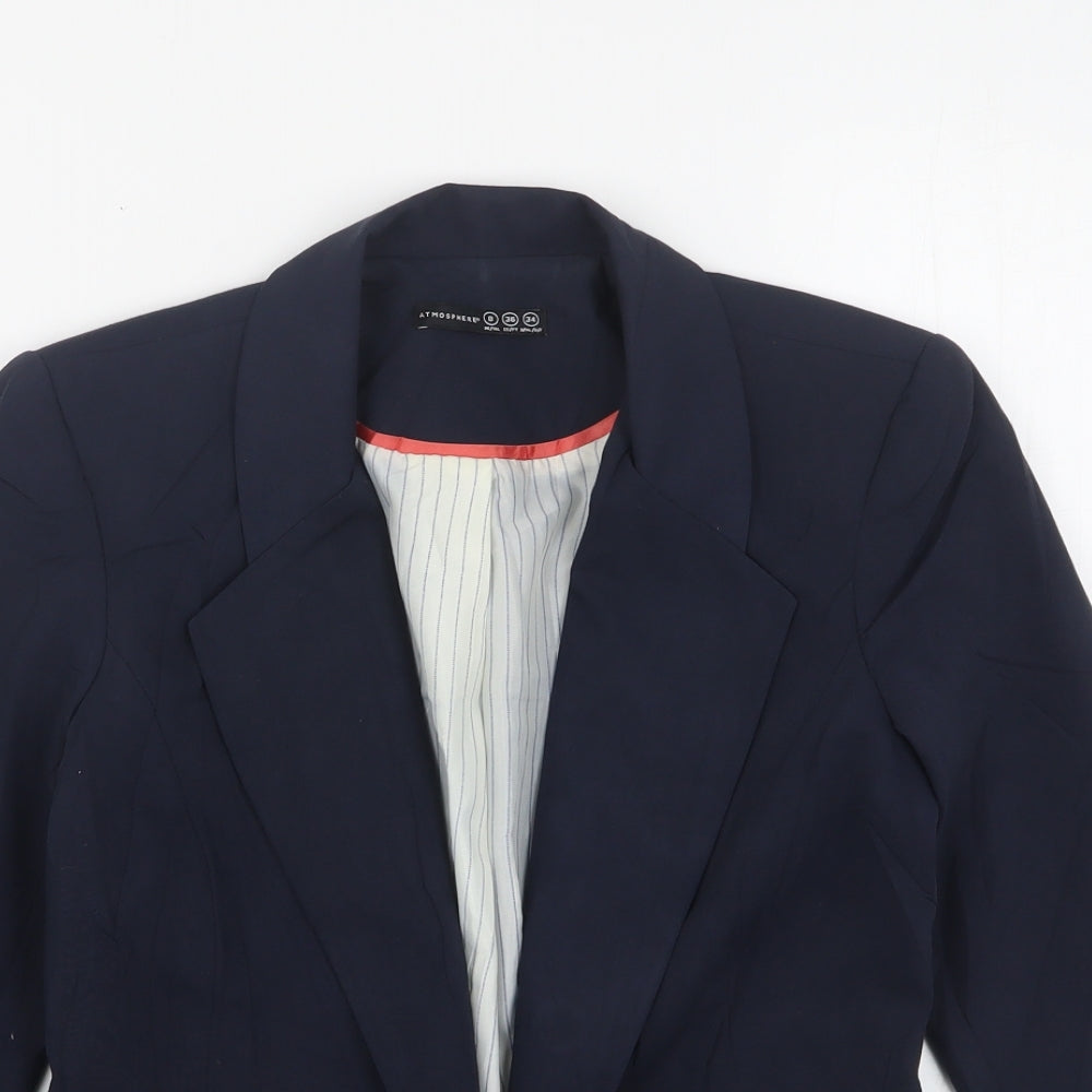 Atmosphere Womens Blue  Polyester Jacket Suit Jacket Size 8