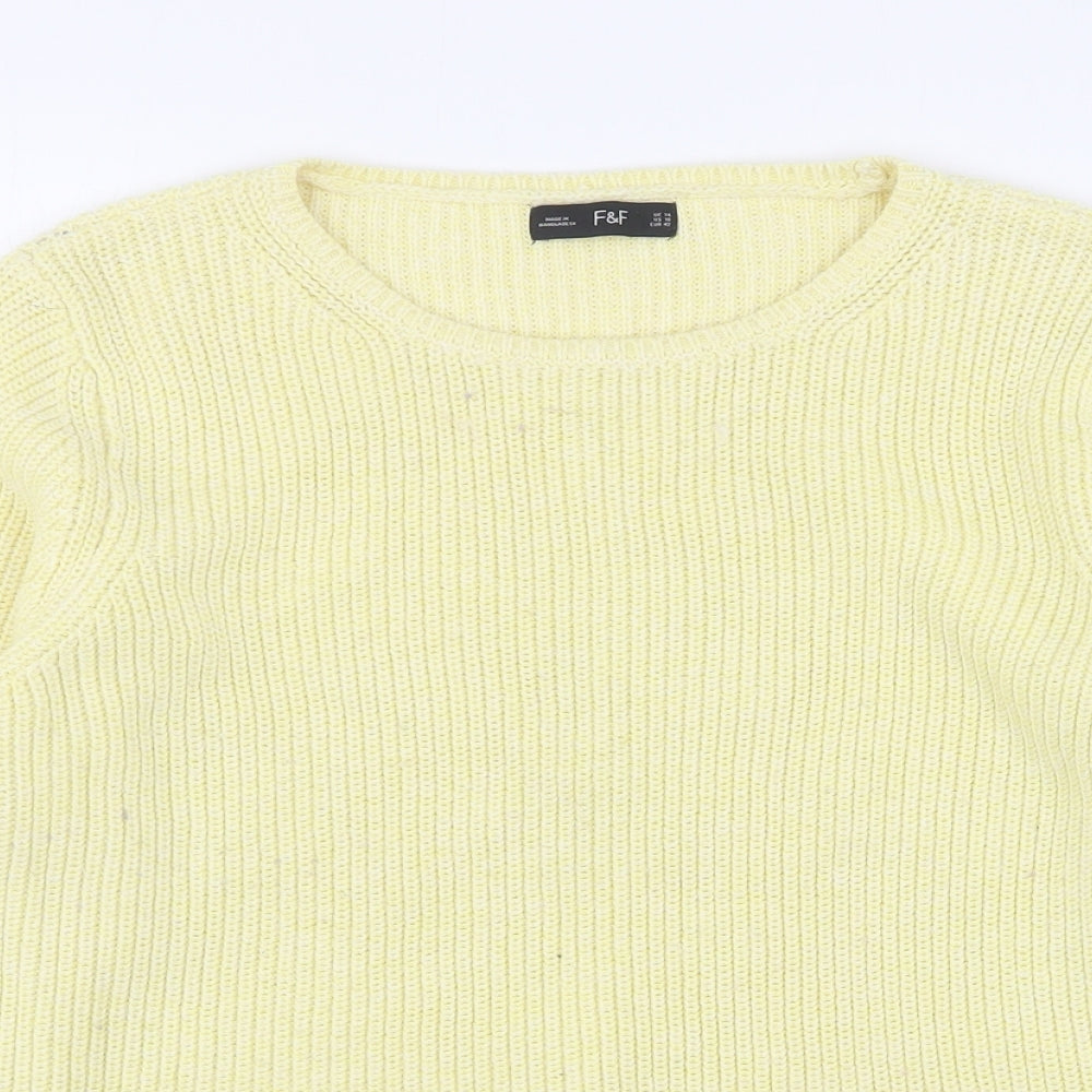 F&F Womens Yellow Round Neck  Acrylic Pullover Jumper Size 14