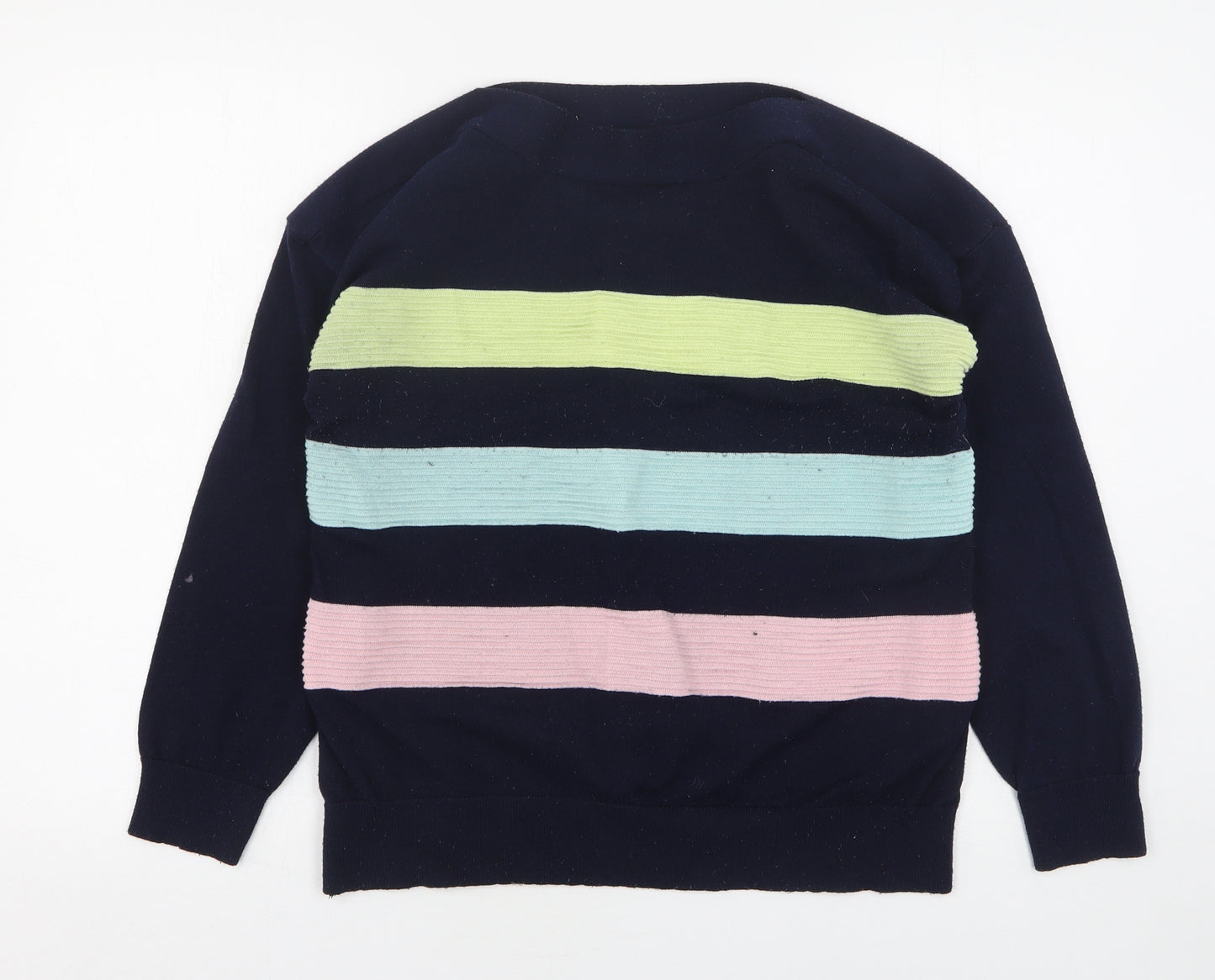 Dunnes Stores Womens Multicoloured Round Neck Striped Polyester Pullover Jumper Size L