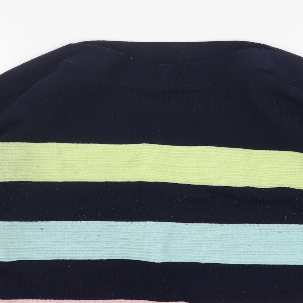 Dunnes Stores Womens Multicoloured Round Neck Striped Polyester Pullover Jumper Size L