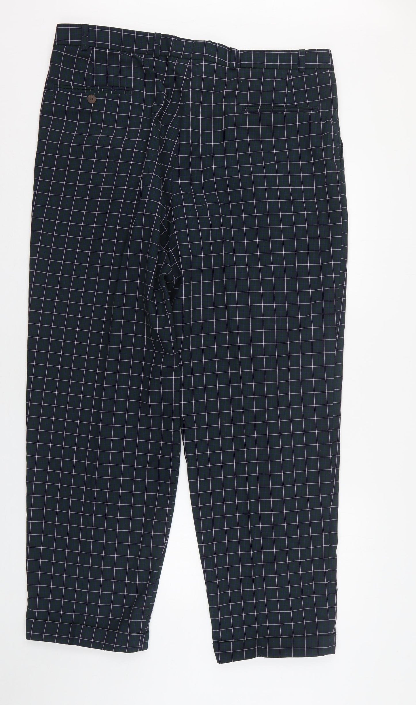 JRB Mens Green Plaid Polyester Trousers  Size 40 L31 in Regular