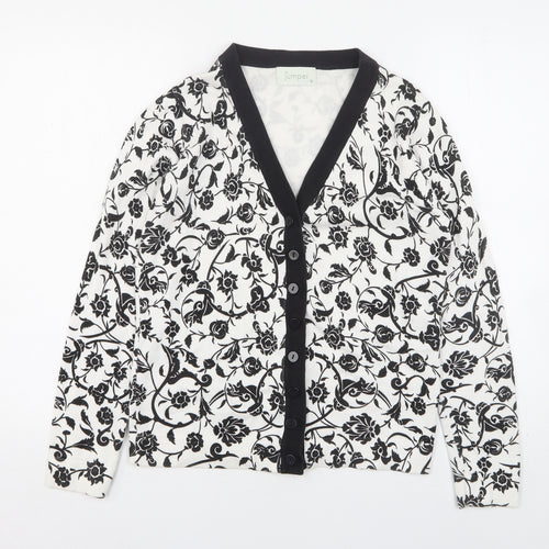 Jumper Womens Multicoloured V-Neck Floral Cotton Cardigan Jumper Size M