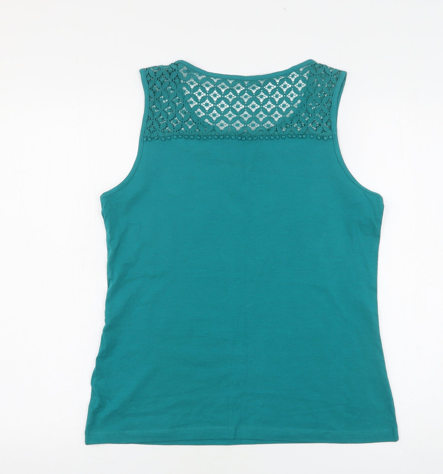 ESMARA Womens Green Floral Cotton Basic Tank Size 12 Round Neck
