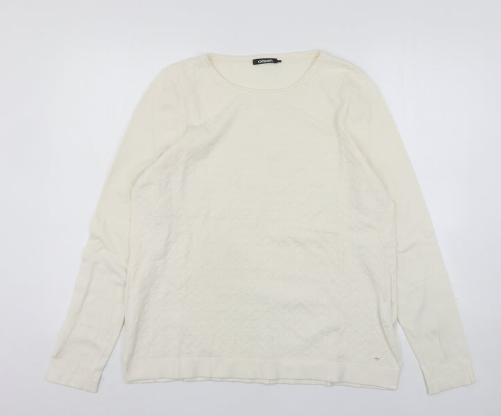 Olsen Womens Beige Round Neck Viscose Pullover Jumper Size 14