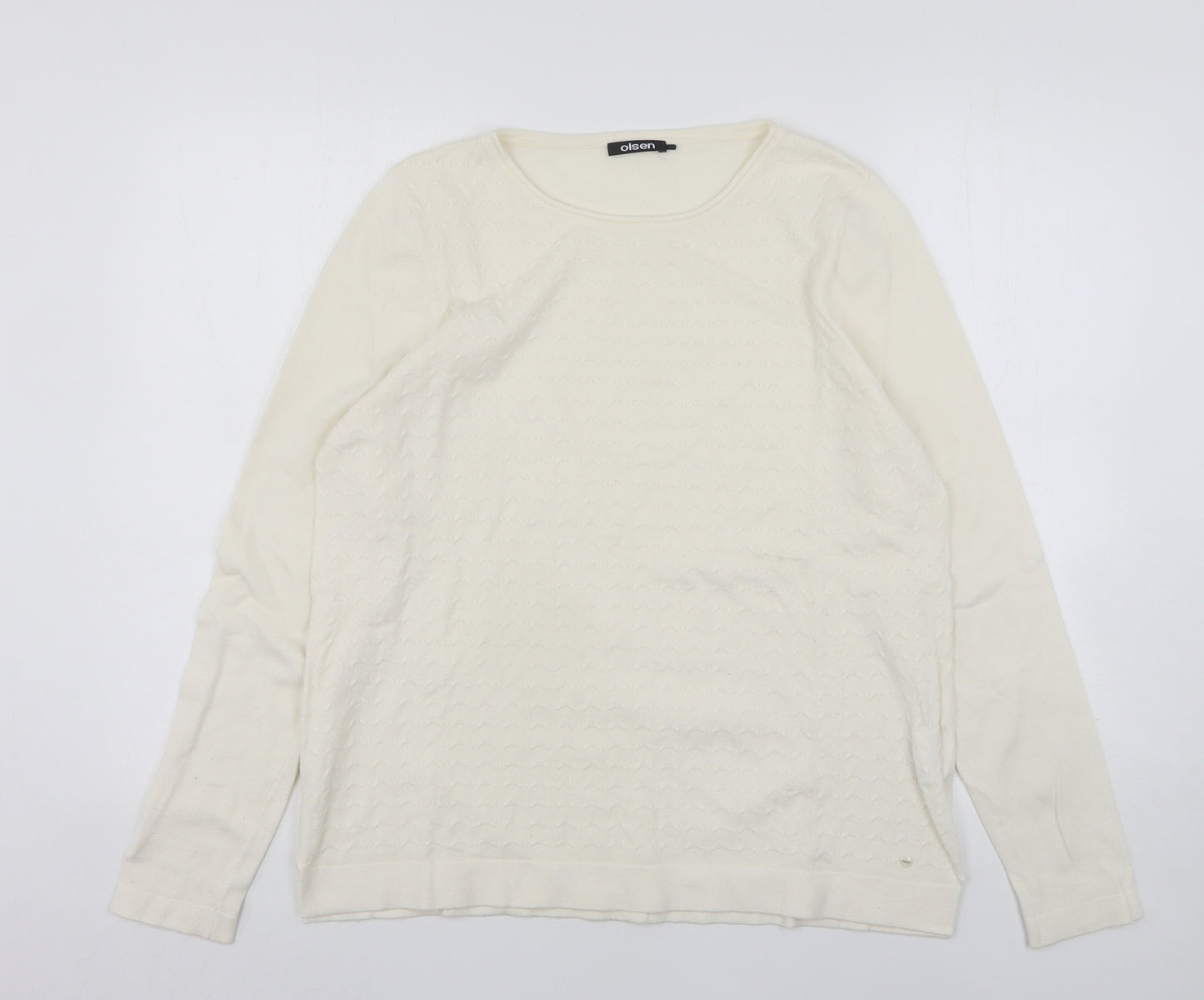 Olsen  Womens Beige Round Neck  Viscose Pullover Jumper Size 14