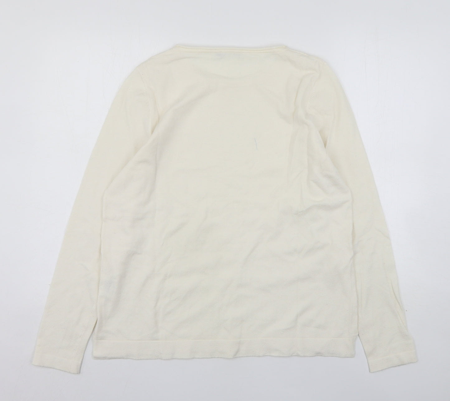 Olsen  Womens Beige Round Neck  Viscose Pullover Jumper Size 14