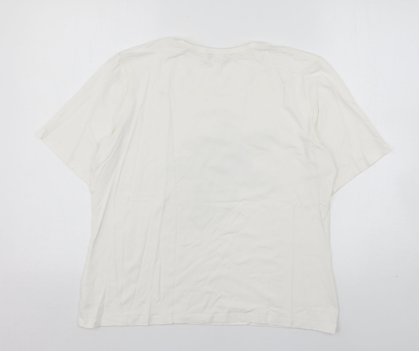 Habella  Womens White  Viscose Basic T-Shirt Size 16 Round Neck