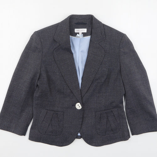 Marks and Spencer Womens Blue Check Polyester Jacket Suit Jacket Size 10